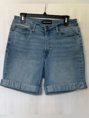 DKNY Light Blue Denim Shorts longer length with cuffs